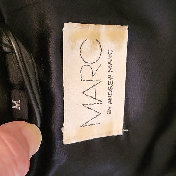 MARC By Andrew Marc size M Black Leather Belted Zippered Pockets Coat Jacket - Picture 12 of 13